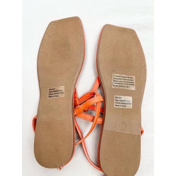 Ny&Co Orange Ankle T Strap Open Toe Thong Sandals Womens Size 8.5 - Picture 4 of 7